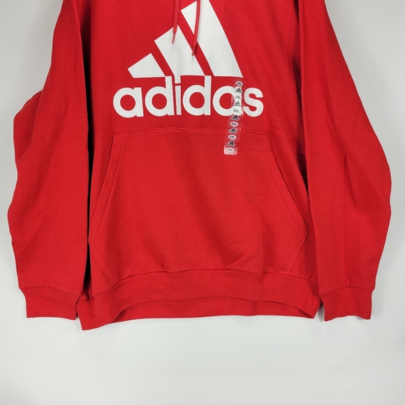 Adidas Big Logo Pullover Athletic Hoodie Mens 2XL XXL Red White Cotton IJ8911 - Picture 2 of 8